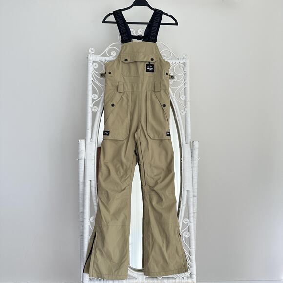 Dope Snow Notorious Bib Pants Womens XS Khaki Insulated Ski Snowboard Overalls - Picture 1 of 13